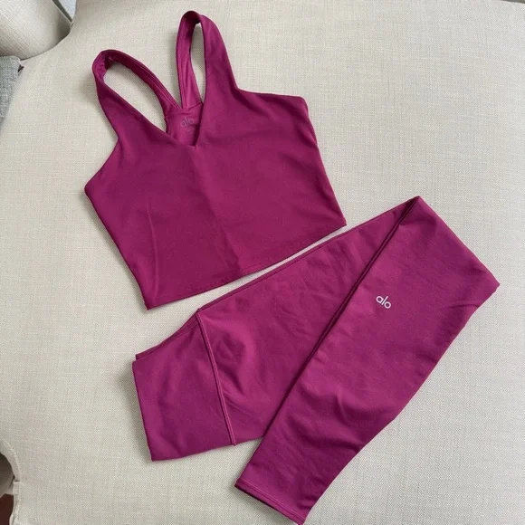 Alo Yoga Airbrush High-Waist Legging and Real Bra Tank - Matching Set - Picture 1 of 5